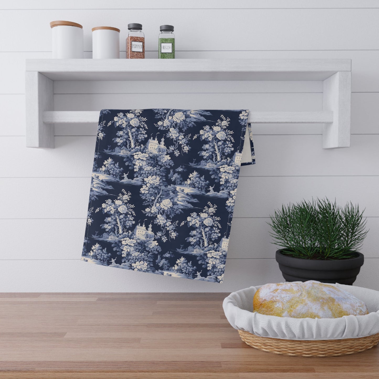 Dark Blue French Toile Tea Towel Bundle 2