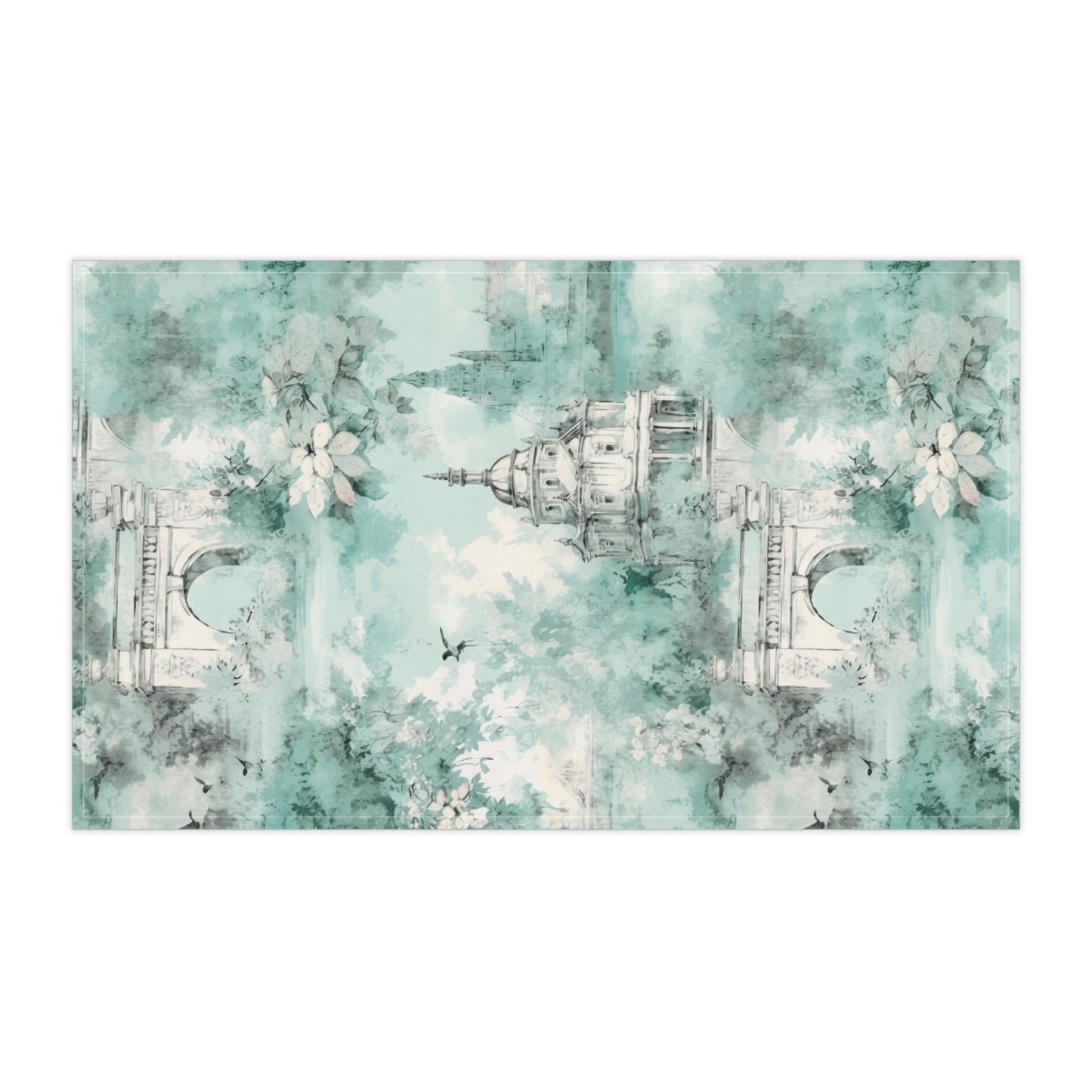 Mint French Country Toile (City) Tea Towel (cotton twill)
