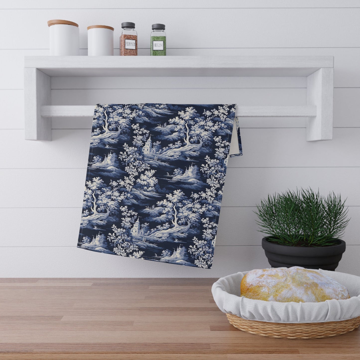Dark Blue French Toile Tea Towel Bundle 2