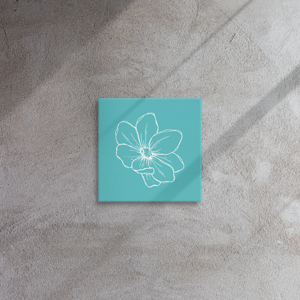Turquoise w/Flower | Thin Canvas