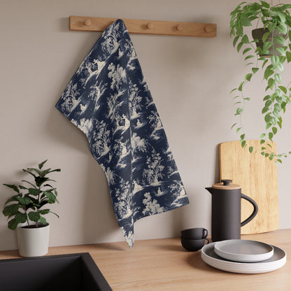 Dark Blue French Toile 6 Tea Towel