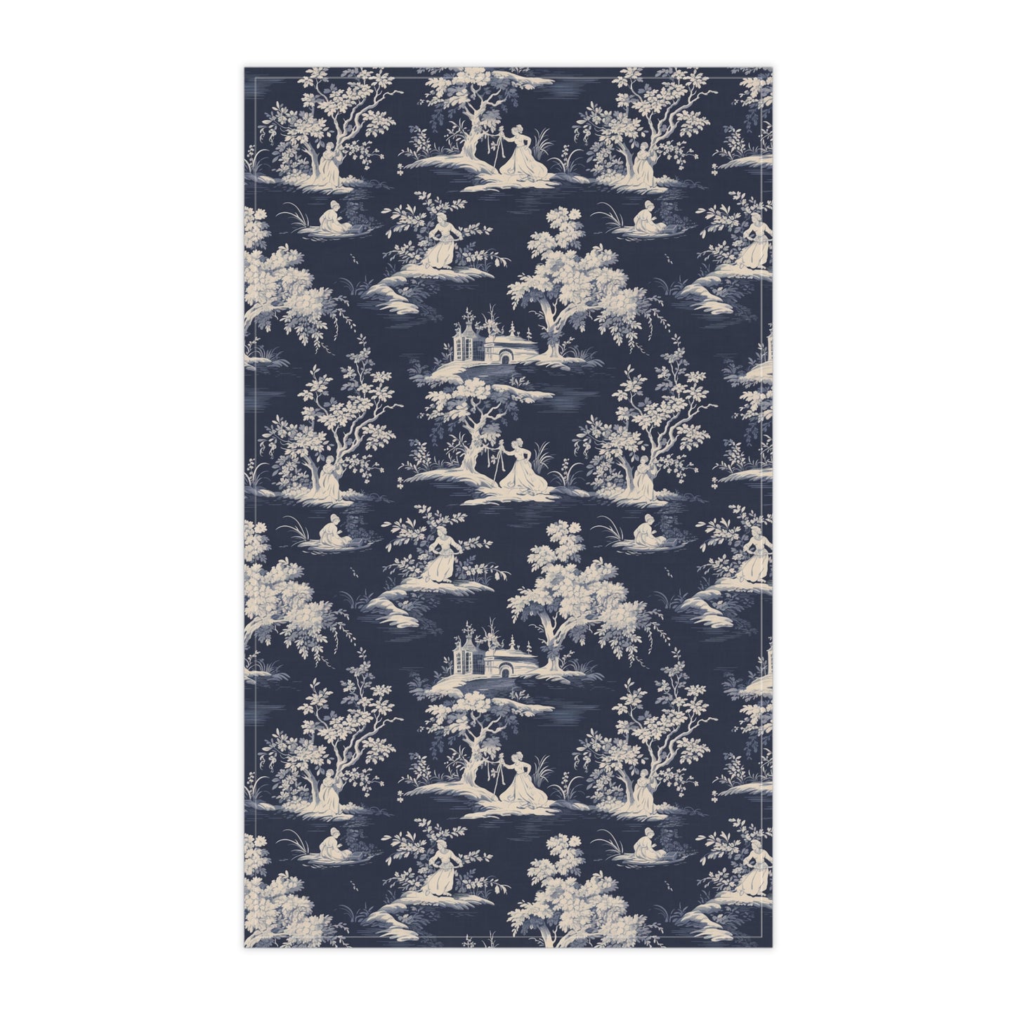 Dark Blue French Toile 6 Tea Towel