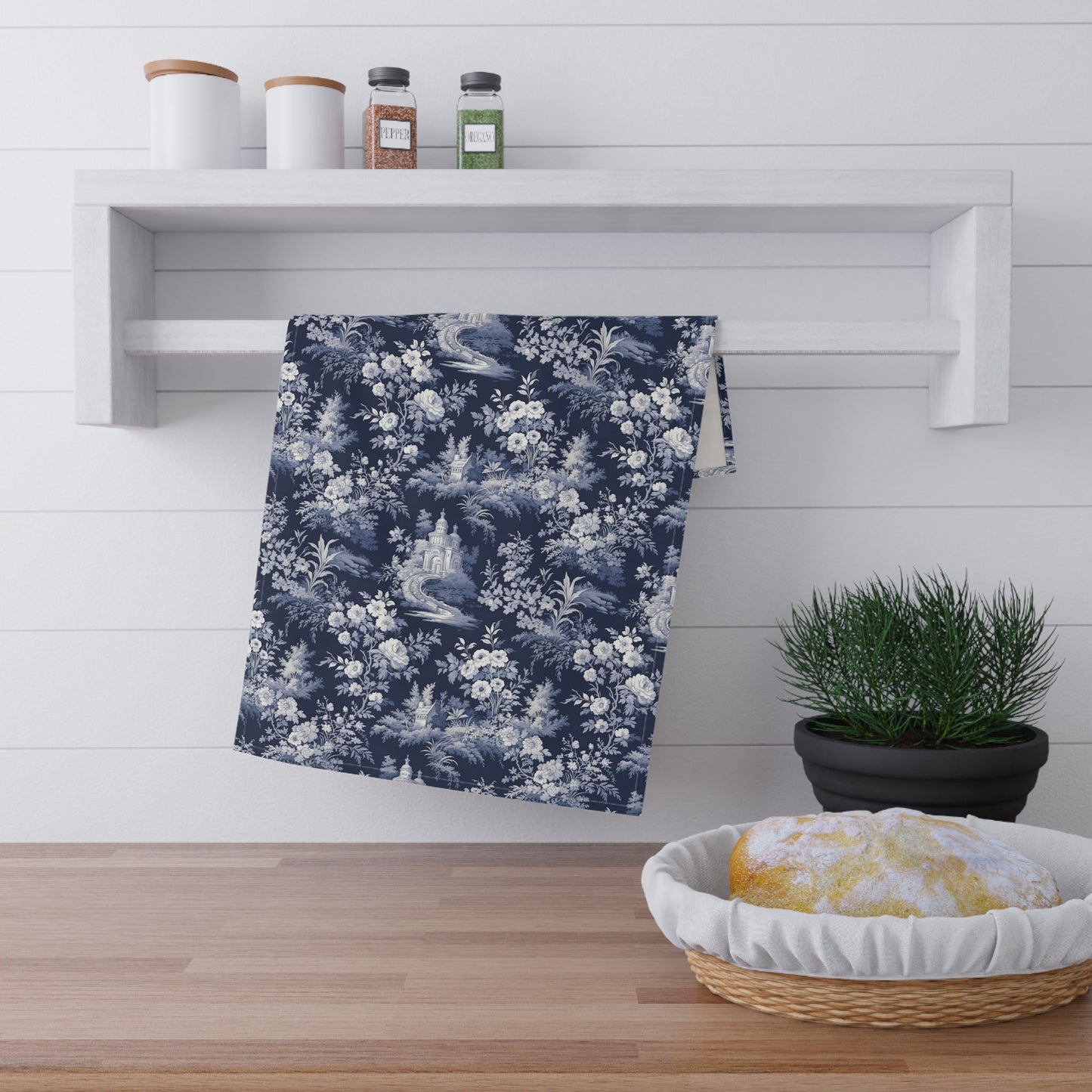 Dark Blue French Toile Tea Towel Bundle 2