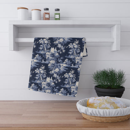 Dark Blue French Toile Tea Towel Bundle 2