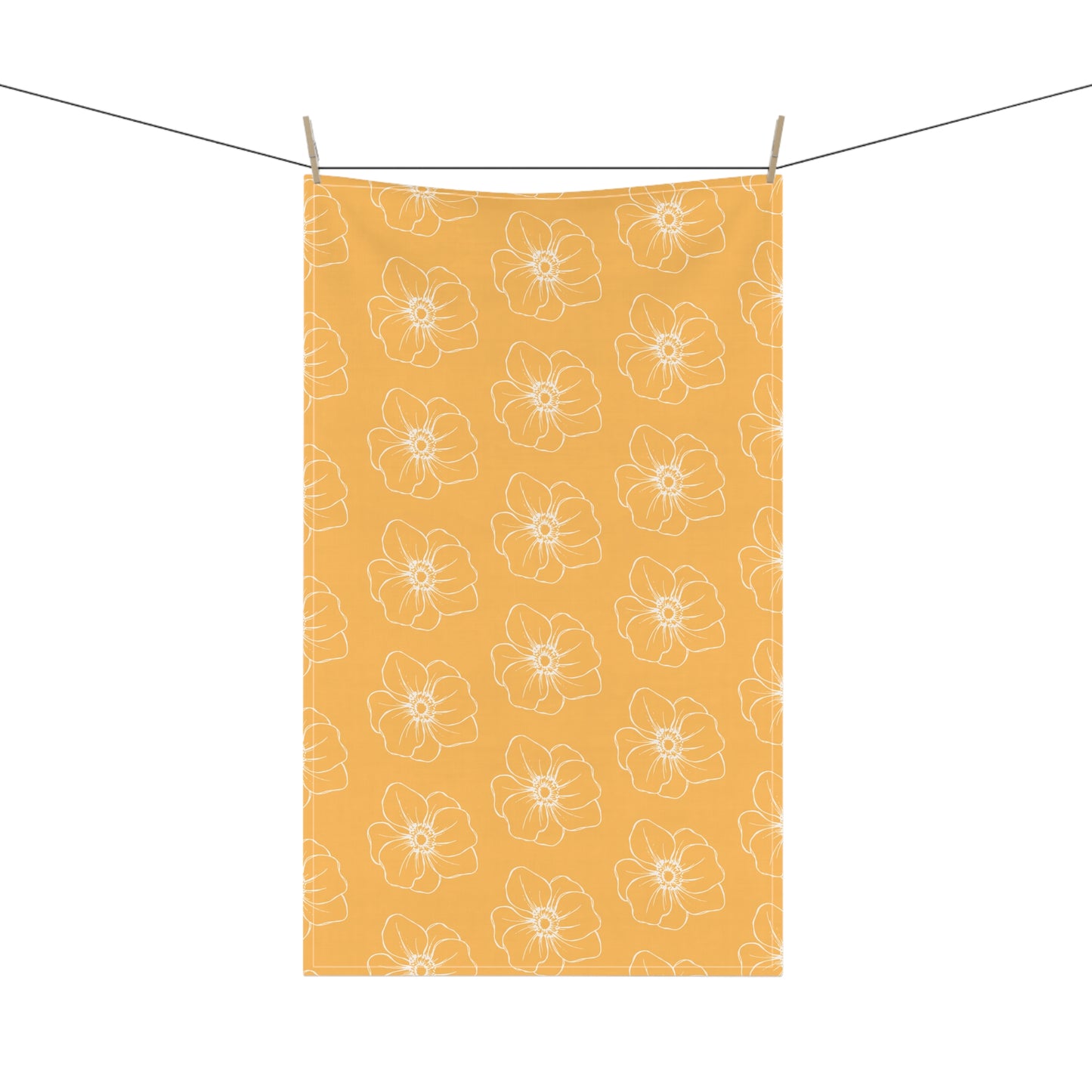 Light Orange w/ Flowers Tea Towel