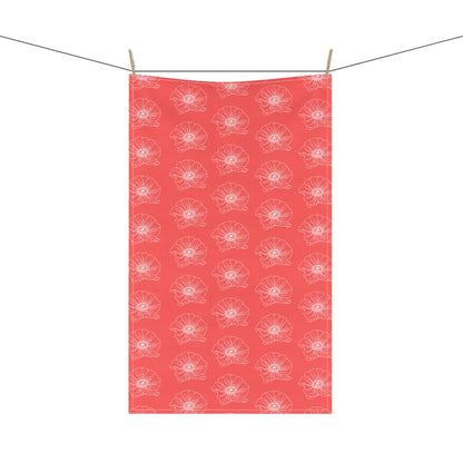 Red w/ Flowers Tea Towel