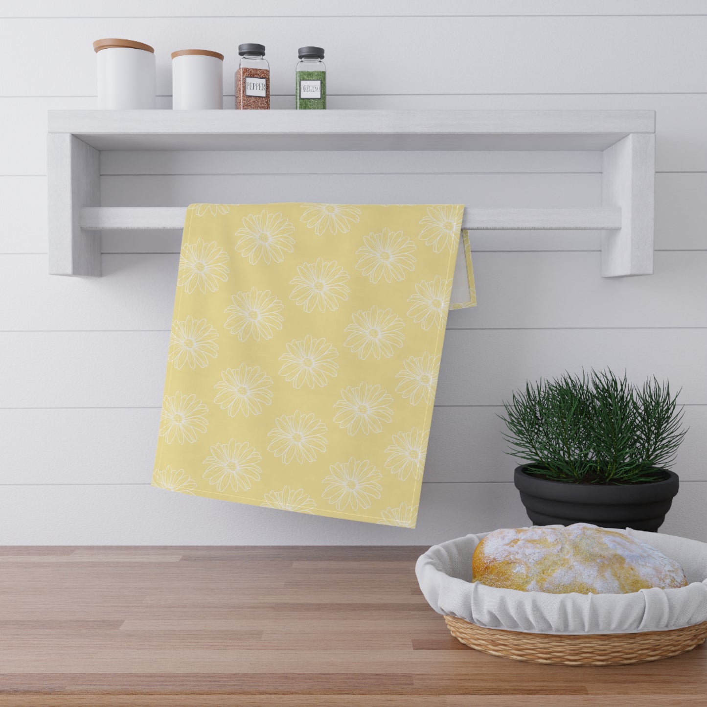 Light Yellow w/ Flowers Tea Towels