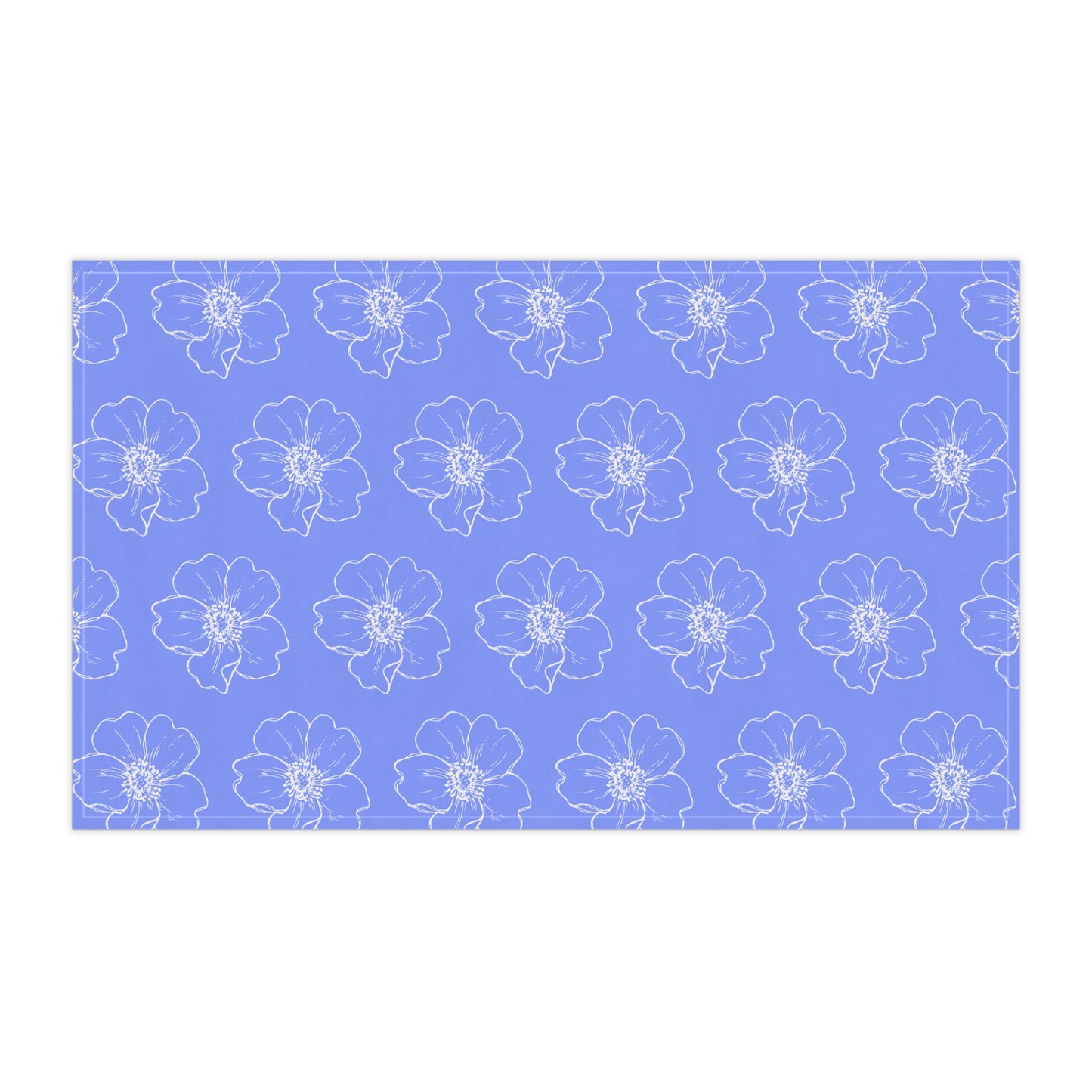 Periwinkle w/ Flowers Tea Towel