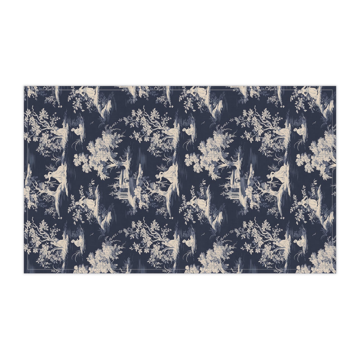 Dark Blue French Toile 6 Tea Towel