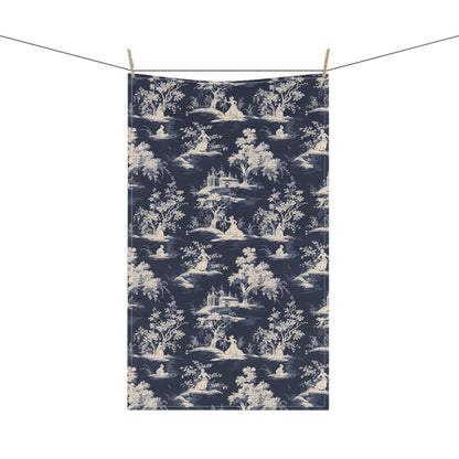 Dark Blue French Toile 6 Tea Towel