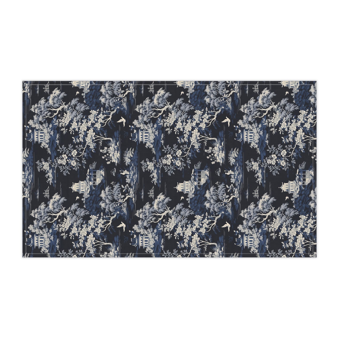 Dark Blue French Toile 2 Tea Towel