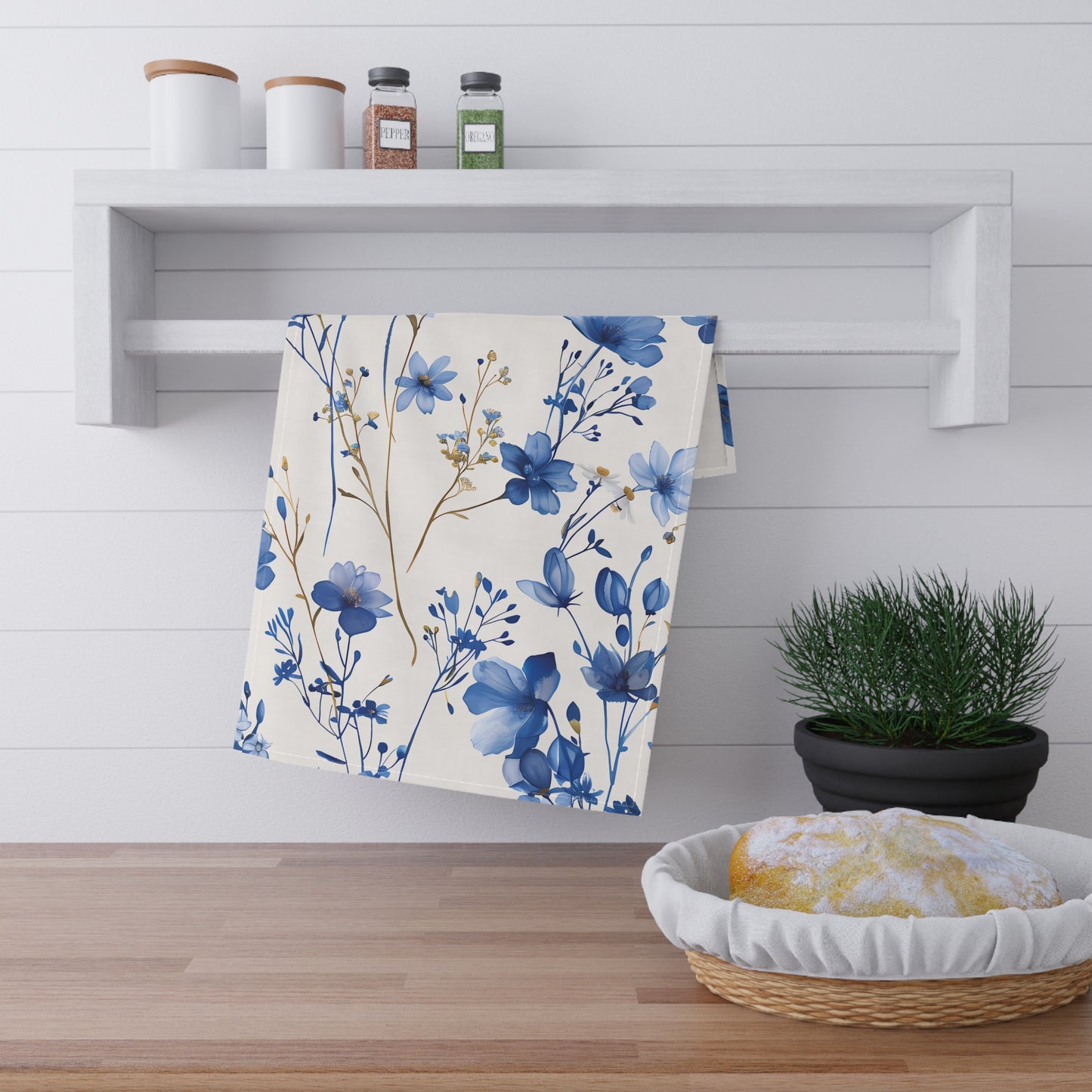 Blue Floral French Cottagecour 4 Tea Towel