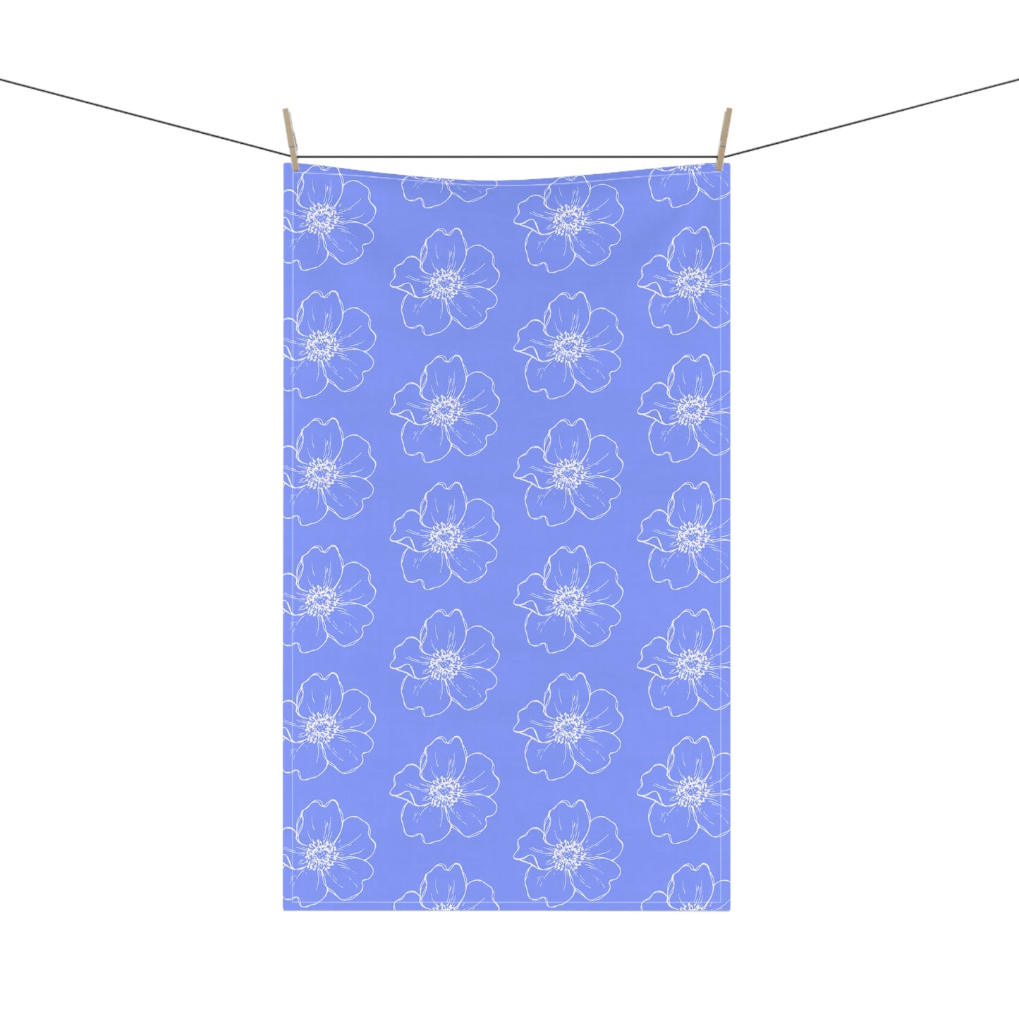 Periwinkle w/ Flowers Tea Towel