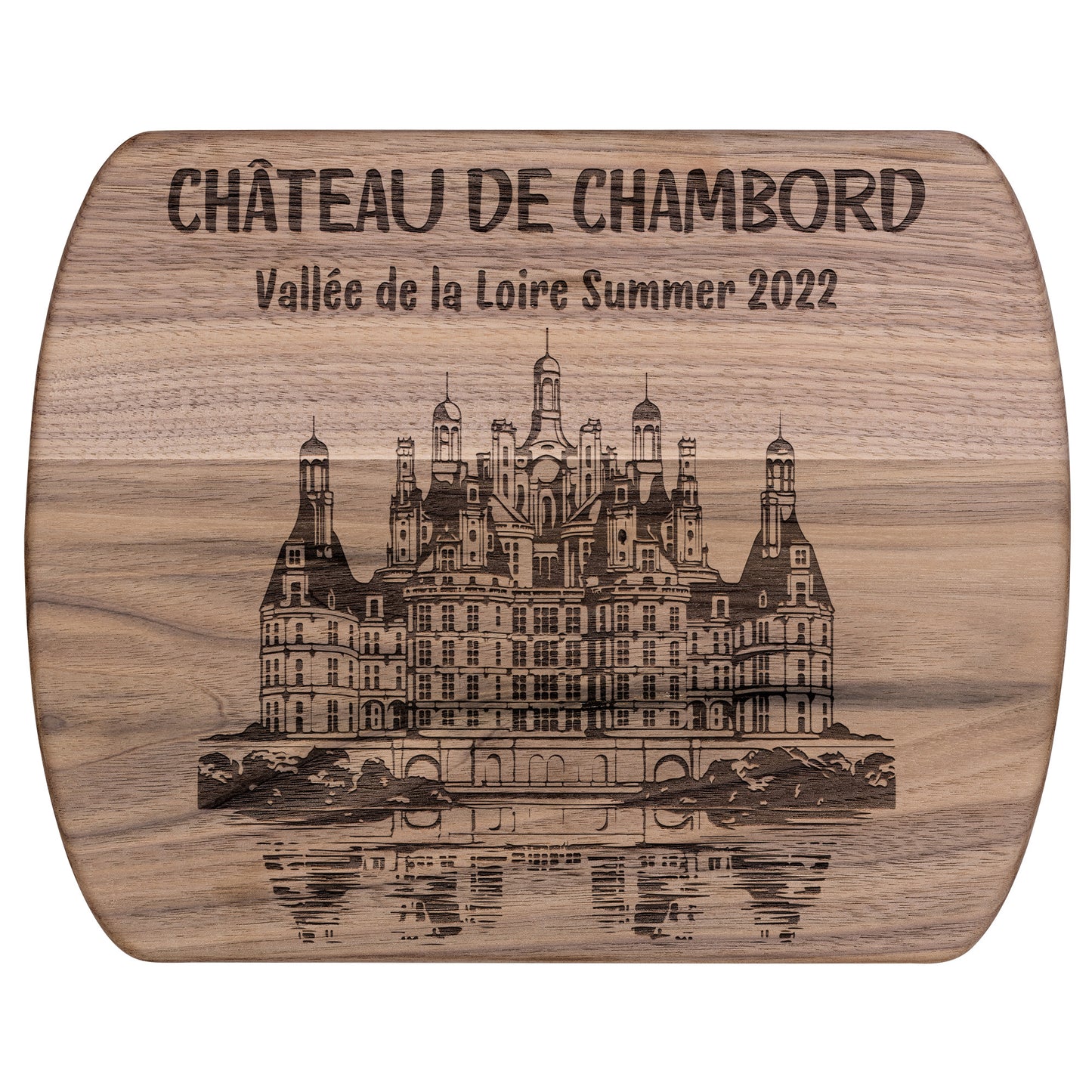 Personalized Chateau Chambord Hardwood Oval Cutting Board