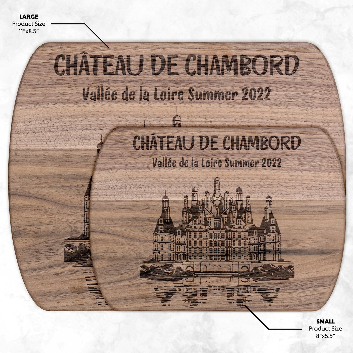 Personalized Chateau Chambord Hardwood Oval Cutting Board
