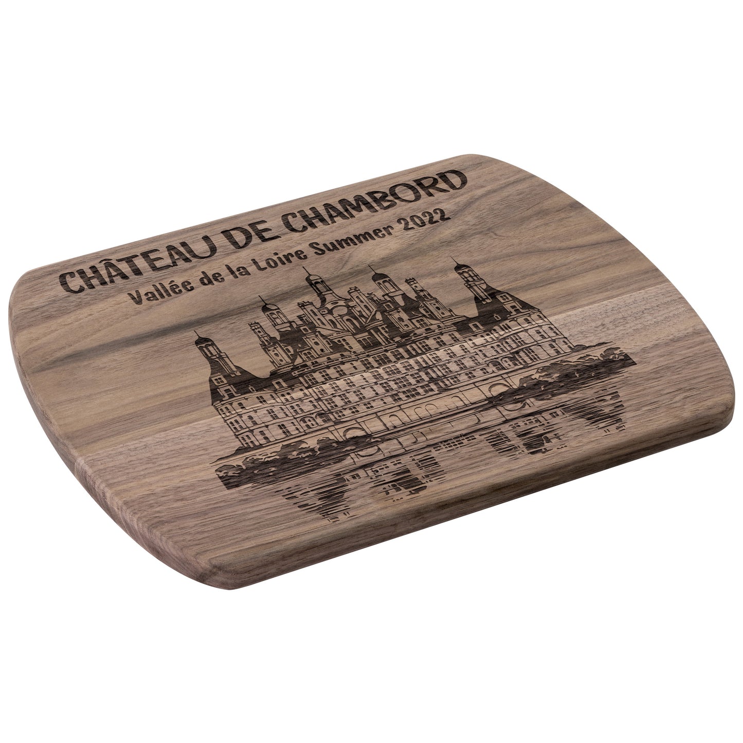 Personalized Chateau Chambord Hardwood Oval Cutting Board