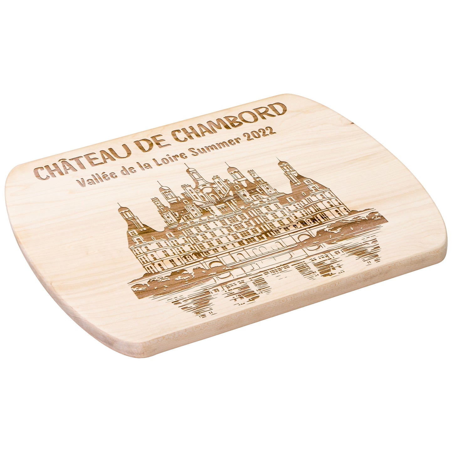 Personalized Chateau Chambord Hardwood Oval Cutting Board