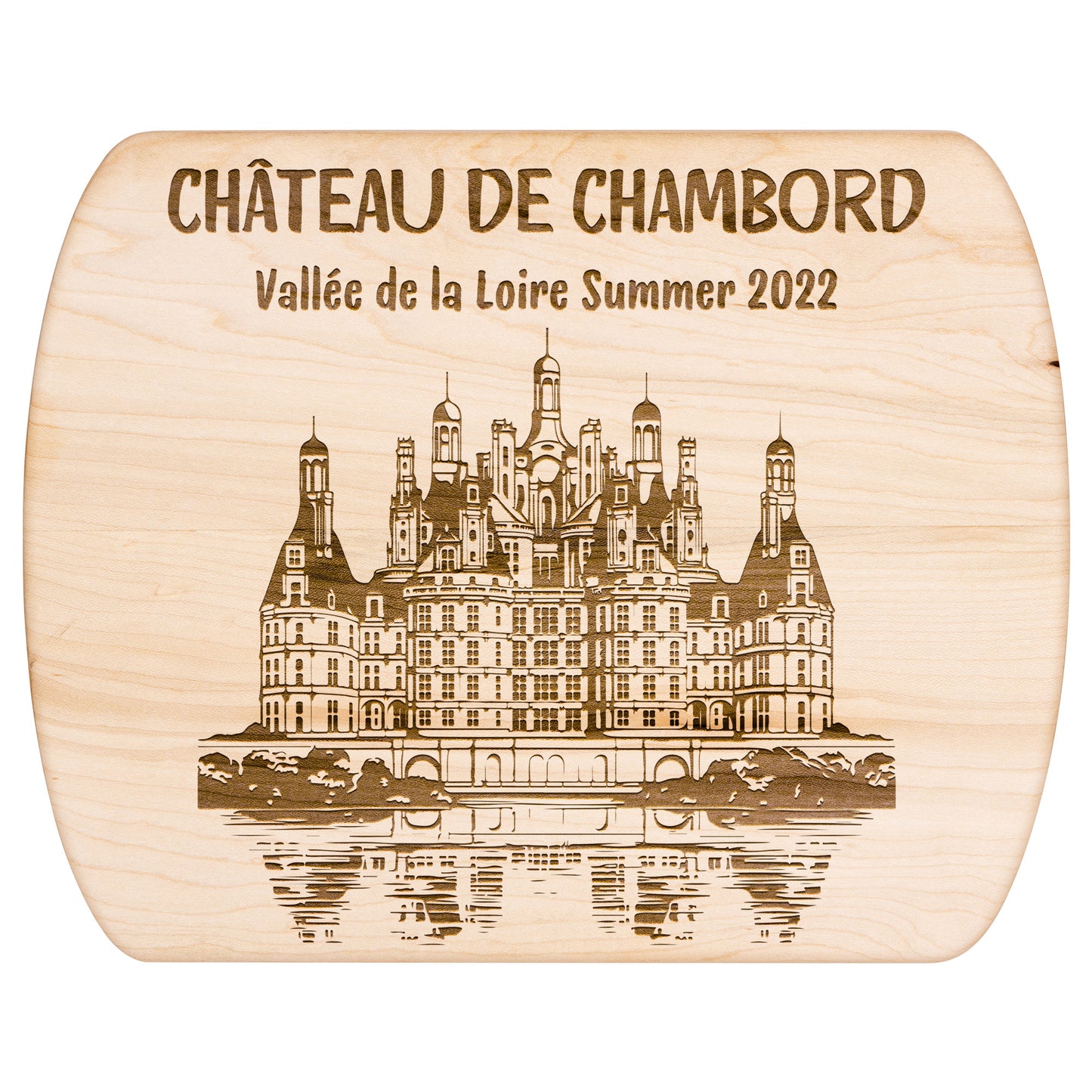 Personalized Chateau Chambord Hardwood Oval Cutting Board