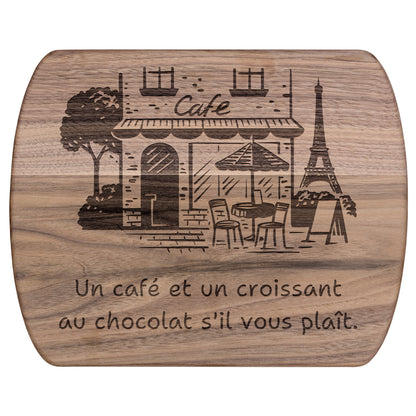 Coffee and Croissant Please | Hardwood Oval Cutting Board