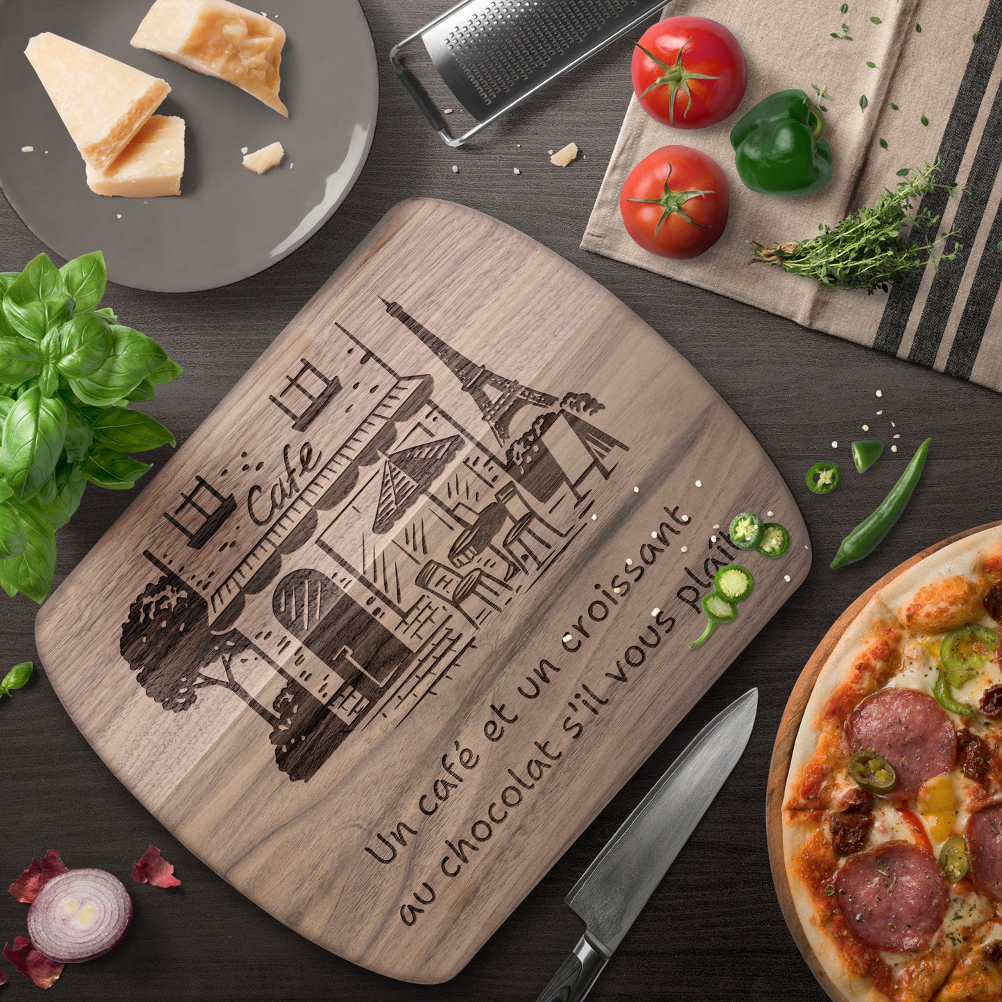 Coffee and Croissant Please | Hardwood Oval Cutting Board