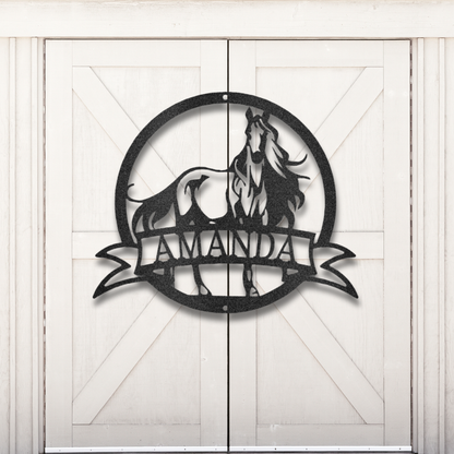 Personalized Majestic Horse Monogram - Steel Wall Art