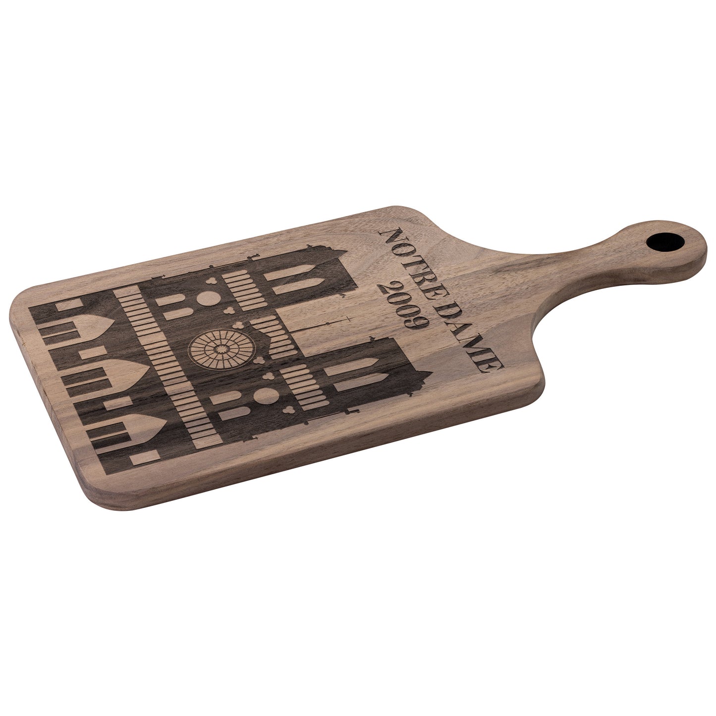 Personalized Notre Dame Hardwood Paddle Cutting Board