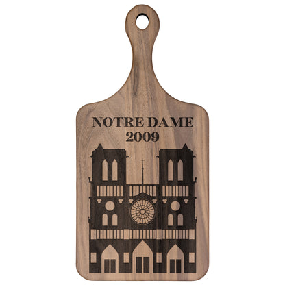 Personalized Notre Dame Hardwood Paddle Cutting Board