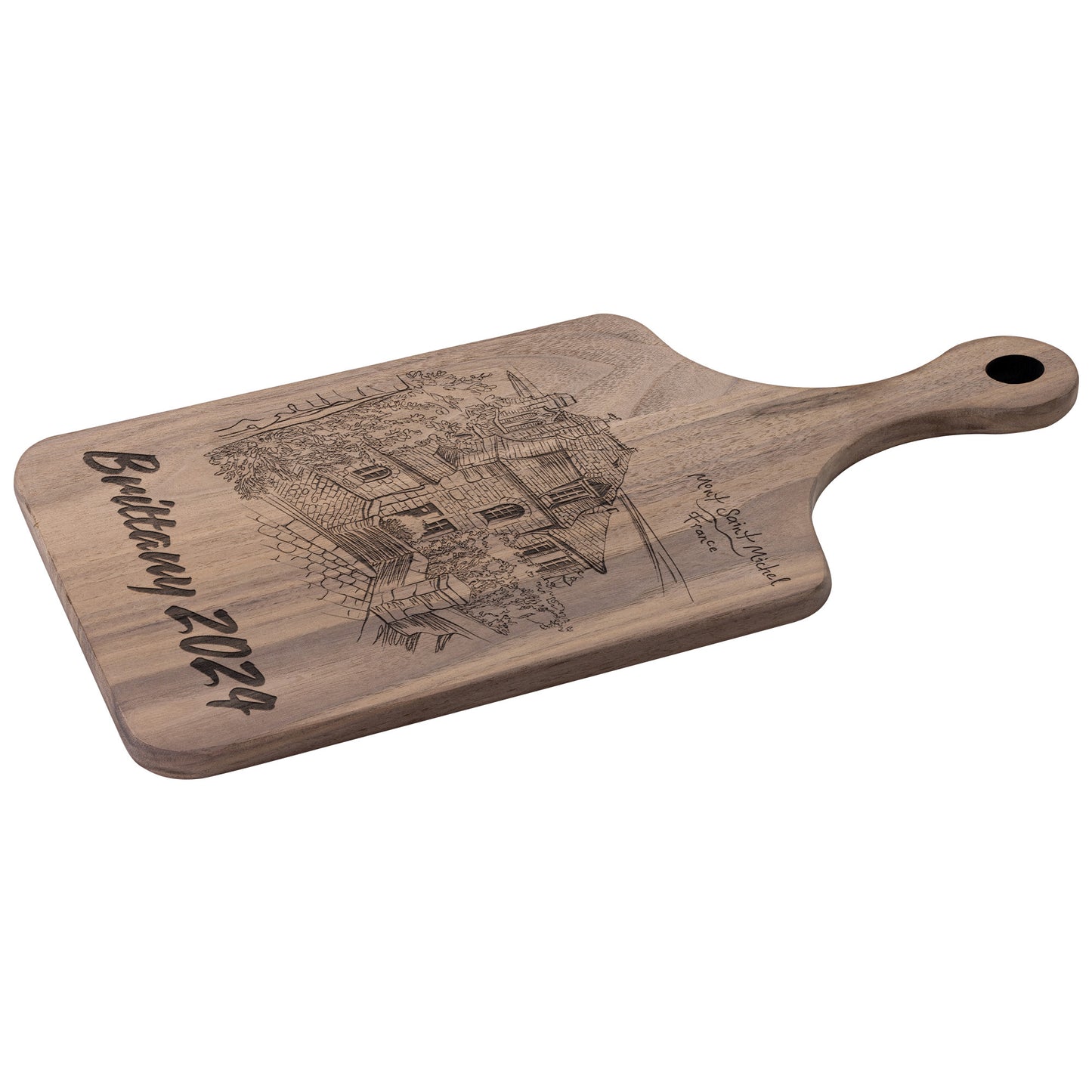 Personalized Brittany France Hardwood Paddle Cutting Board