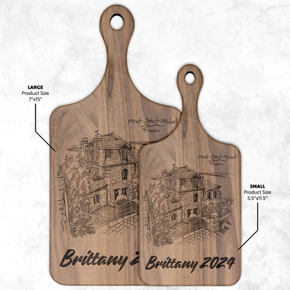 Personalized Brittany France Hardwood Paddle Cutting Board