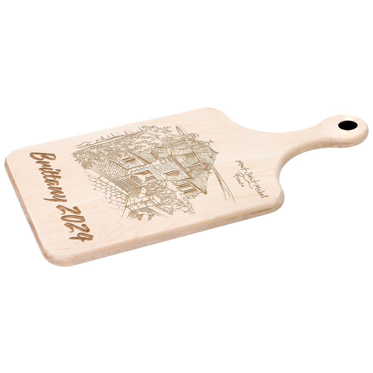 Personalized Brittany France Hardwood Paddle Cutting Board
