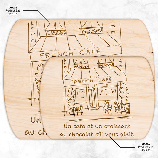 Un Cafe S'il Vous Plait | Hardwood Oval Cutting Board